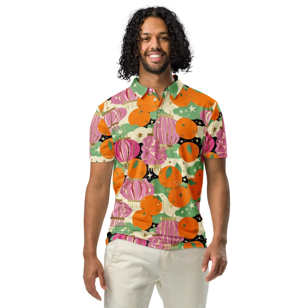 Citrus After Dark on Men's Slim Fit Polo Shirt — Front