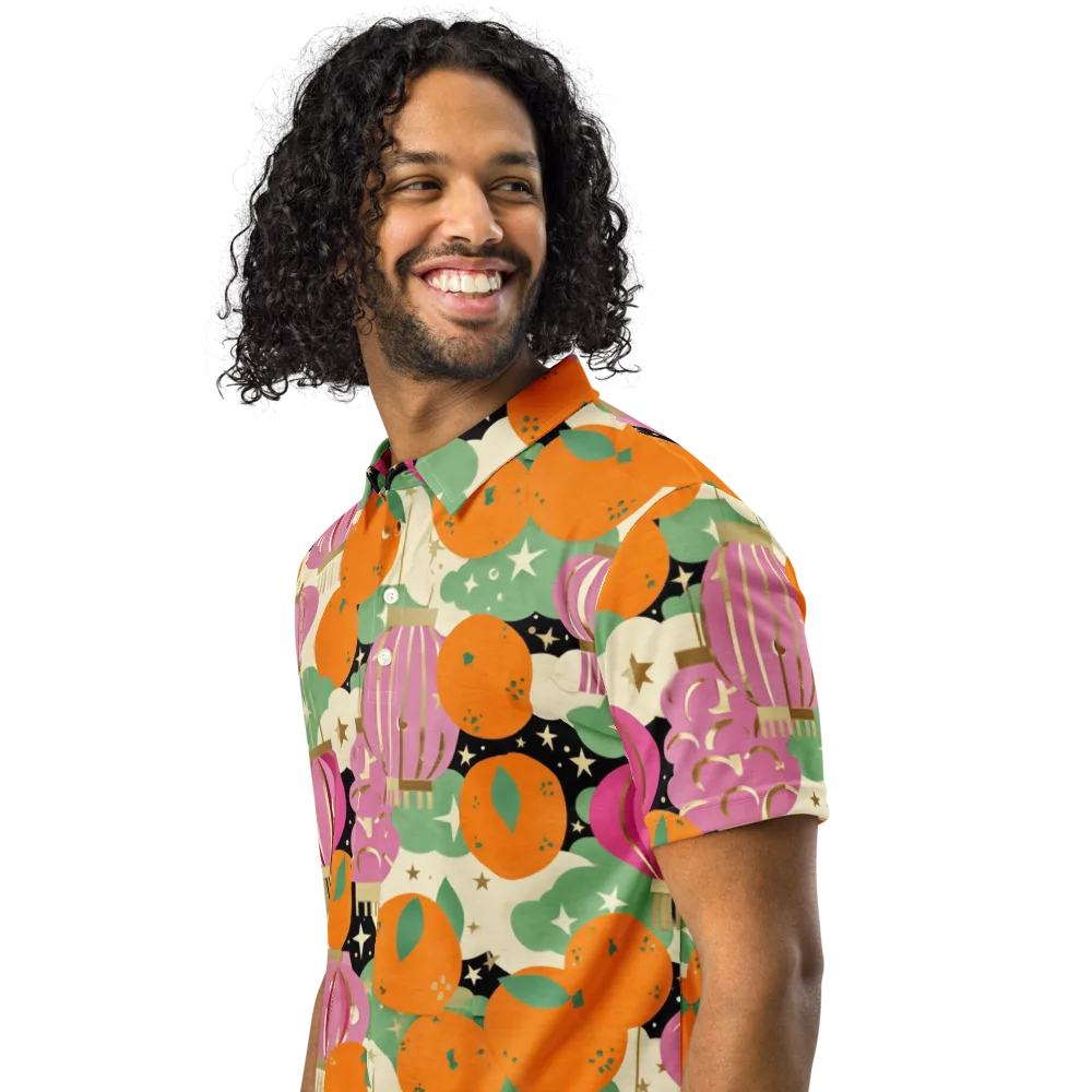 Citrus After Dark on Men's Slim Fit Polo Shirt — Left Front
