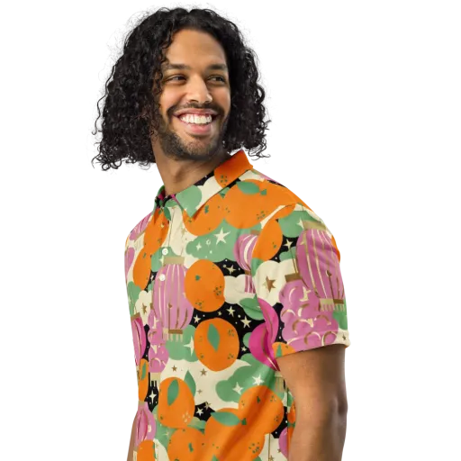 Citrus After Dark on a Men's Slim Fit Polo Shirt