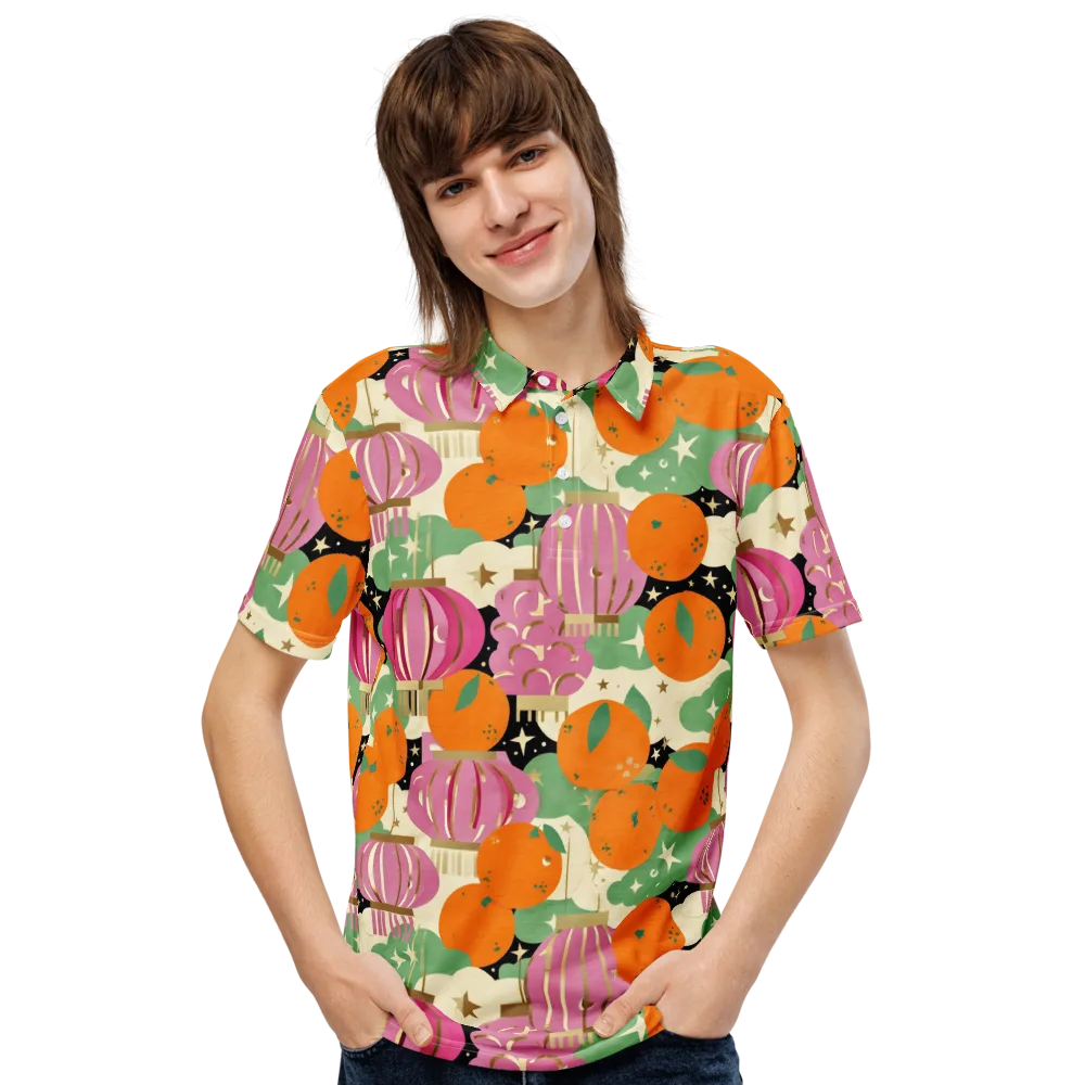Citrus After Dark on Men's Slim Fit Polo Shirt — Front