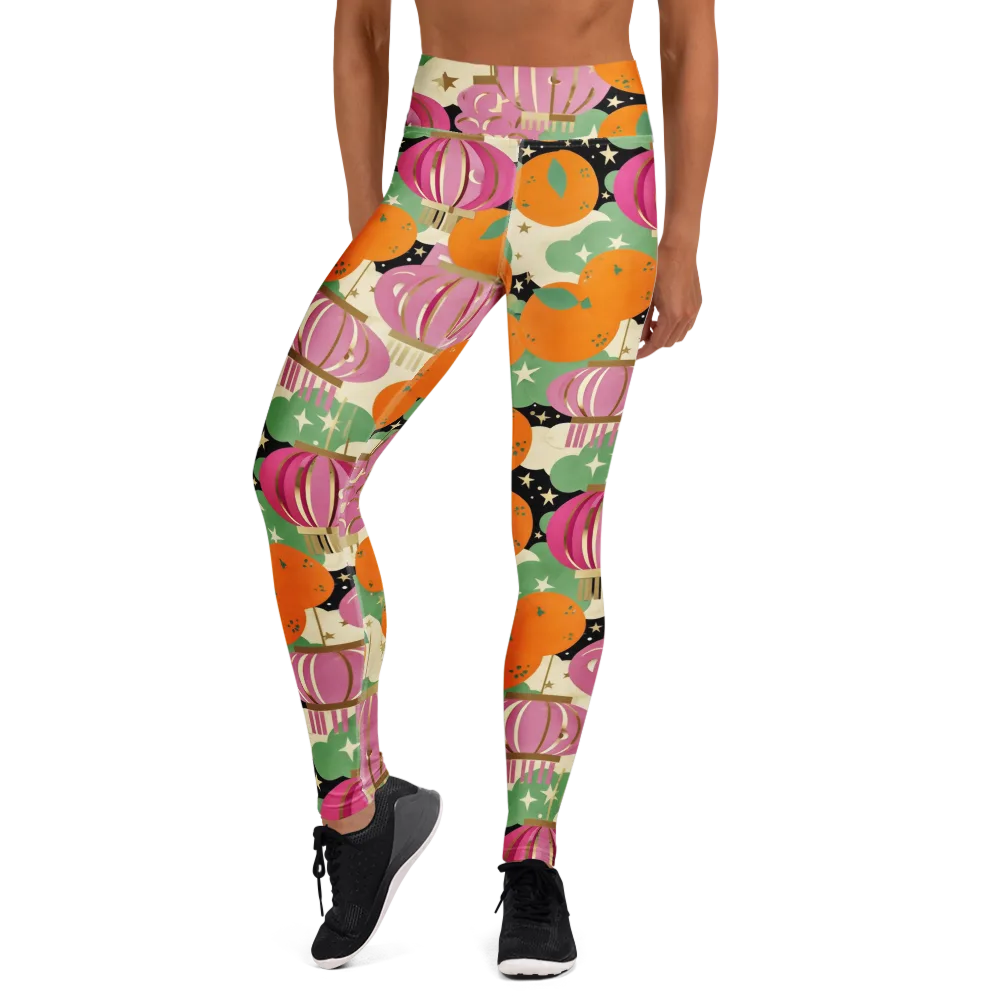 Citrus After Dark on Yoga Leggings — Front