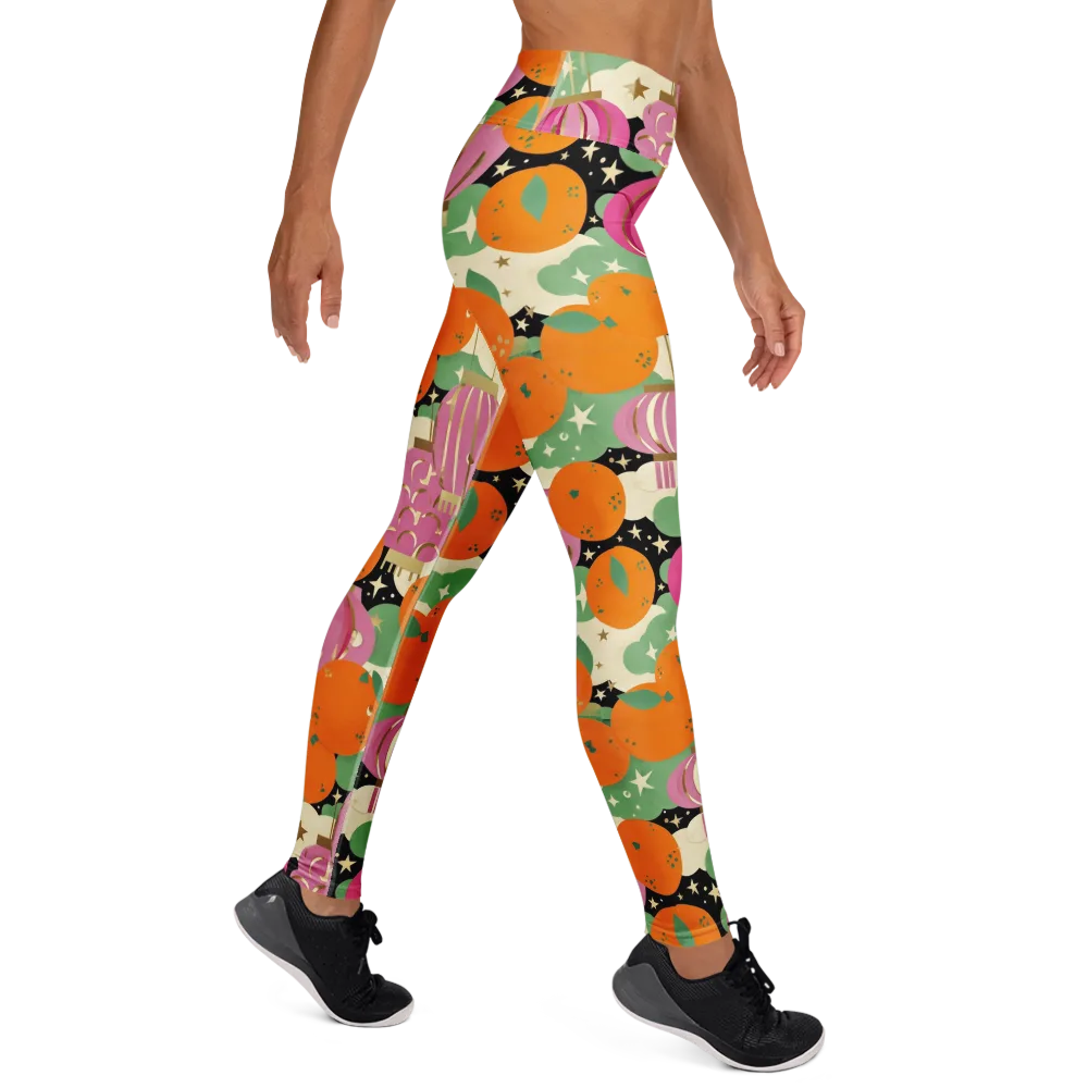 Citrus After Dark on Yoga Leggings — Right