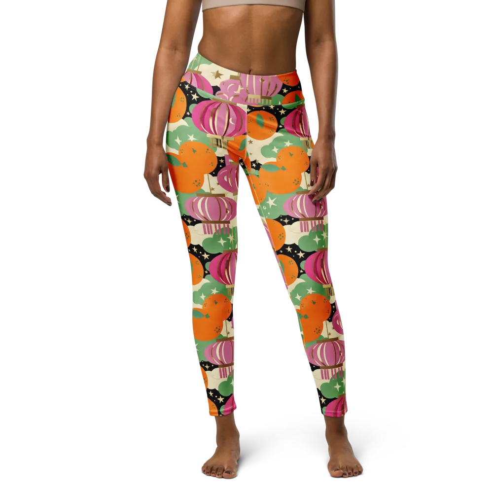 Citrus After Dark on Yoga Leggings — Front