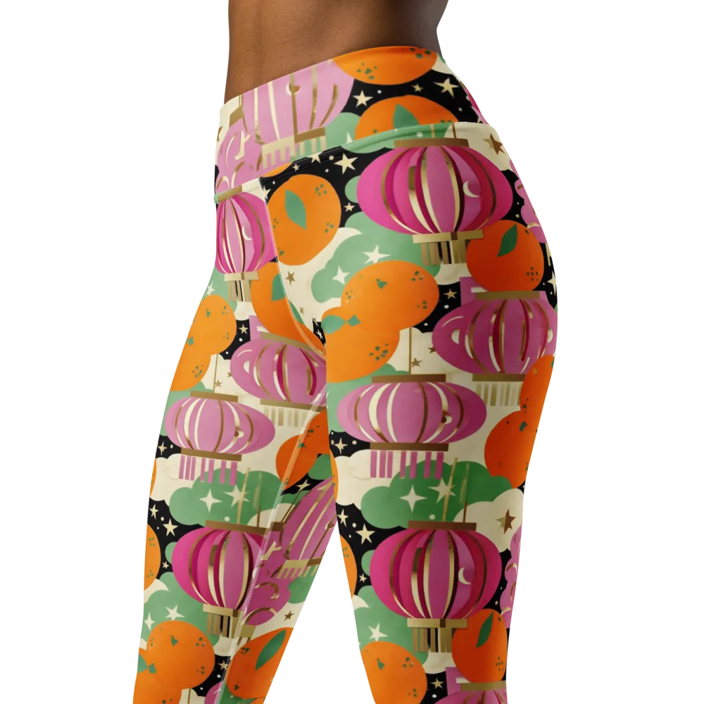 Citrus After Dark on Yoga Leggings — Left Front