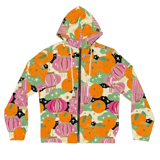 Citrus After Dark on a Women's Full-Zip Hoodie