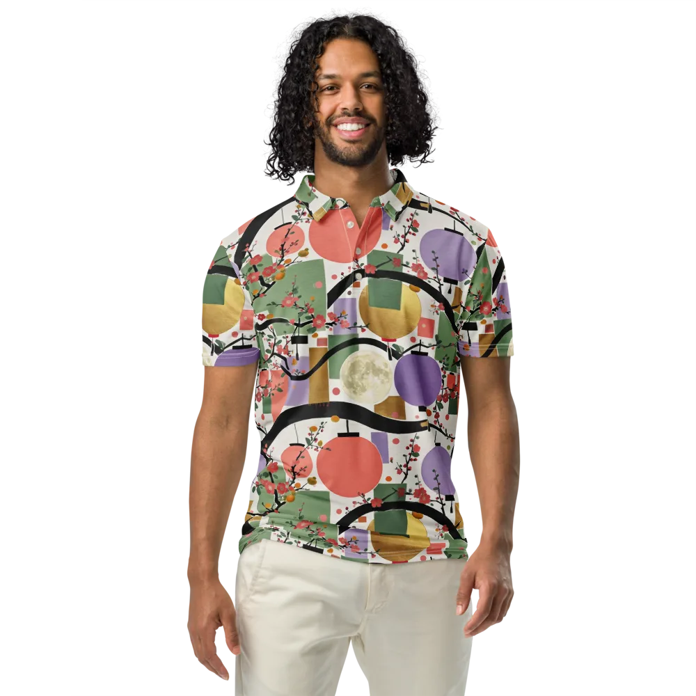 Lantern Blossom Arcade on Men's Slim Fit Polo Shirt — Front