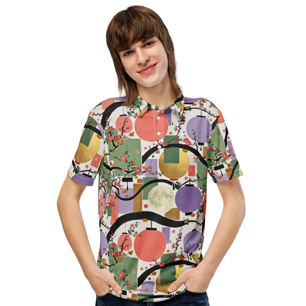 Lantern Blossom Arcade on Men's Slim Fit Polo Shirt — Front