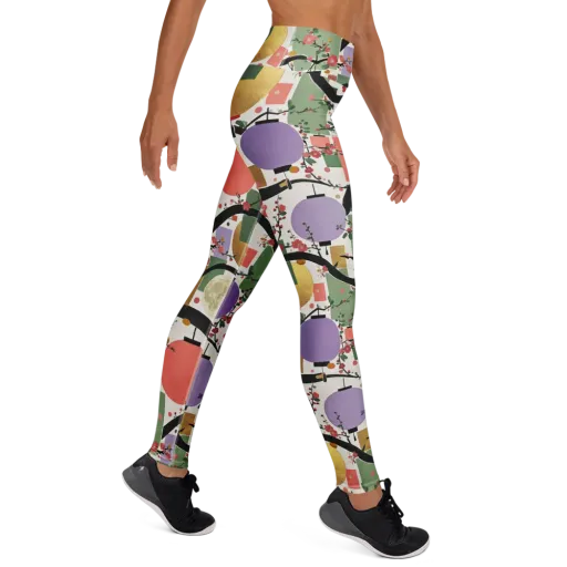 Lantern Blossom Arcade on a Yoga Leggings