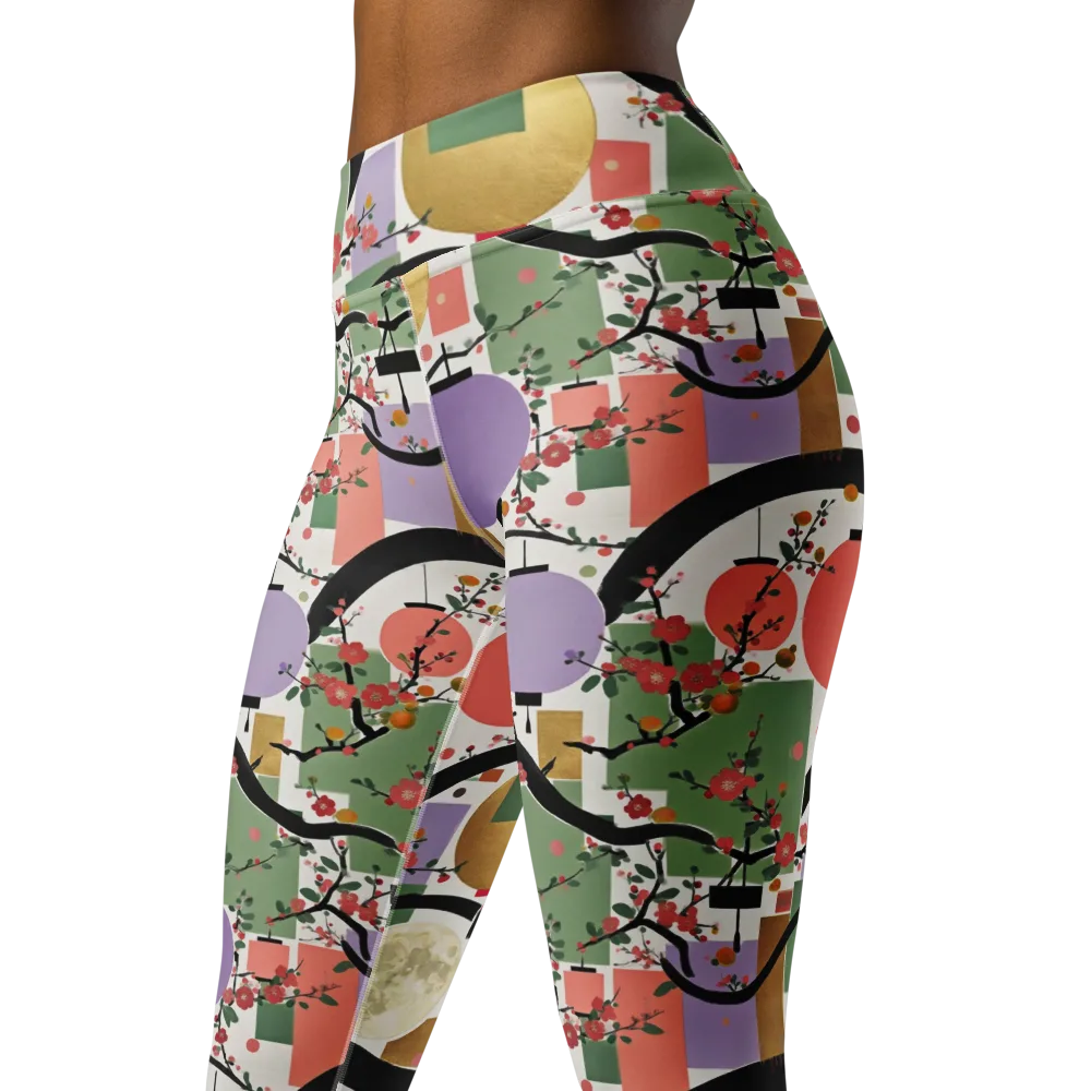 Lantern Blossom Arcade on Yoga Leggings — Left Front