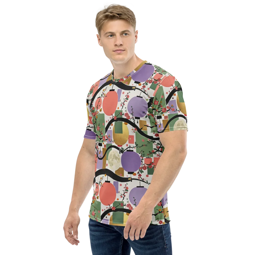 Lantern Blossom Arcade on Men's Crew Neck T-Shirt — Left