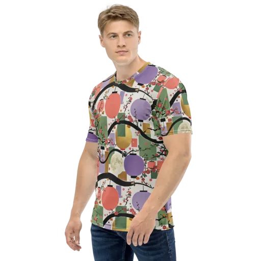 Lantern Blossom Arcade on a Men's Crew Neck T-Shirt