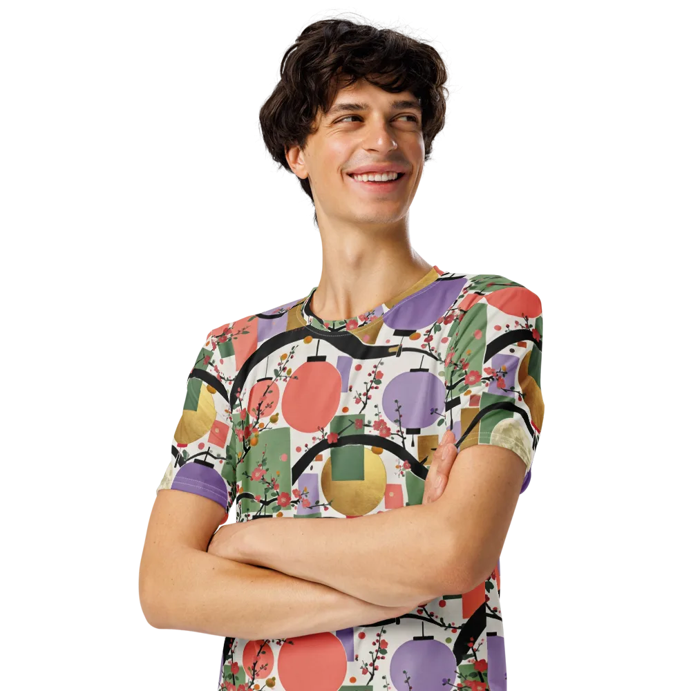 Lantern Blossom Arcade on Men's Crew Neck T-Shirt — Left Front
