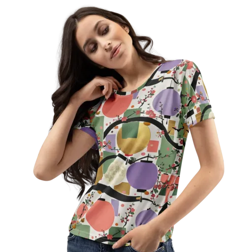 Lantern Blossom Arcade on a Women's Crew Neck T-Shirt