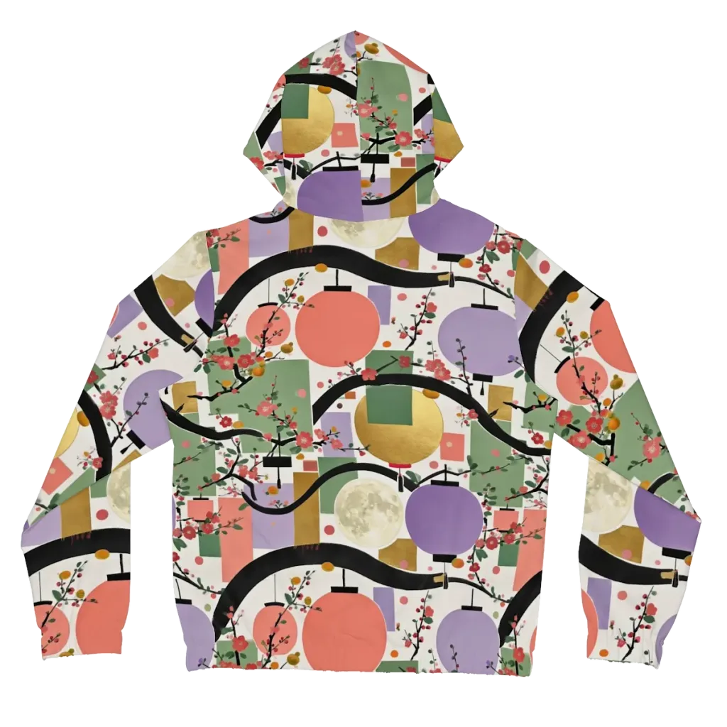 Lantern Blossom Arcade on Women's Full-Zip Hoodie — Back