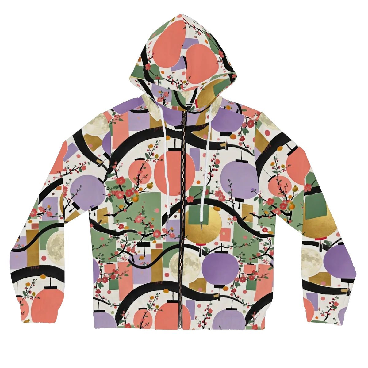 Lantern Blossom Arcade on Women's Full-Zip Hoodie — Front