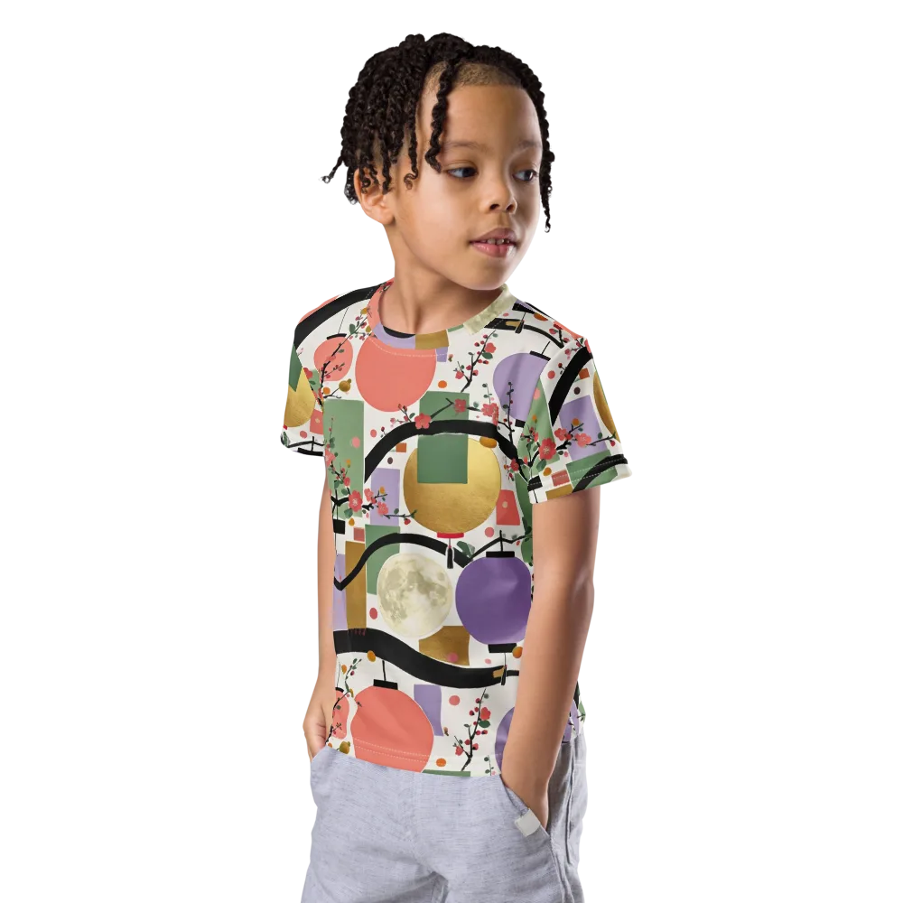 Lantern Blossom Arcade on Kids Crew Neck T-Shirt — Left Front