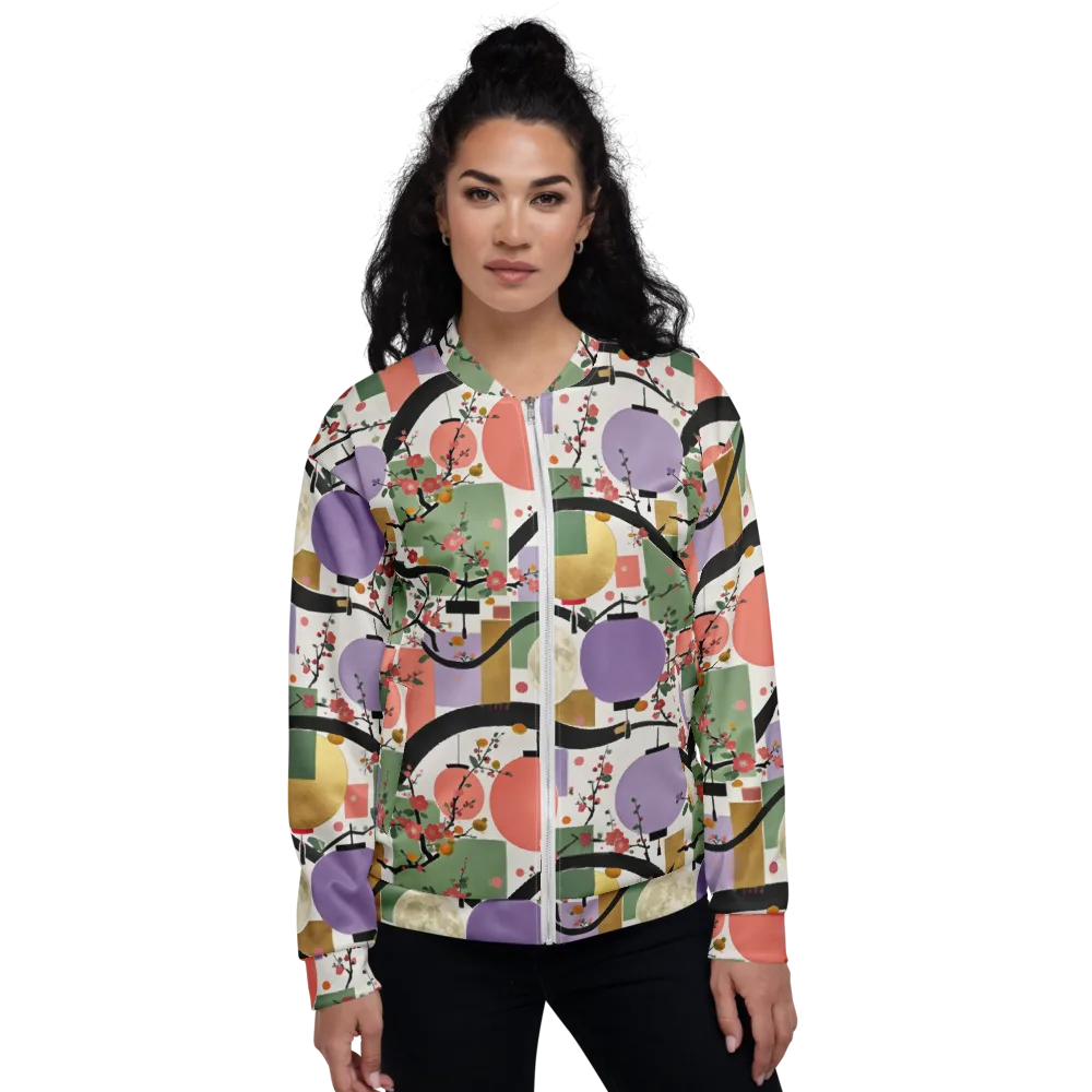 Lantern Blossom Arcade on Bomber Jacket — Front