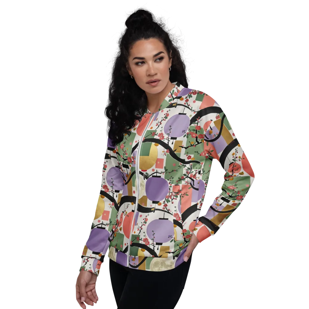 Lantern Blossom Arcade on Bomber Jacket — Left
