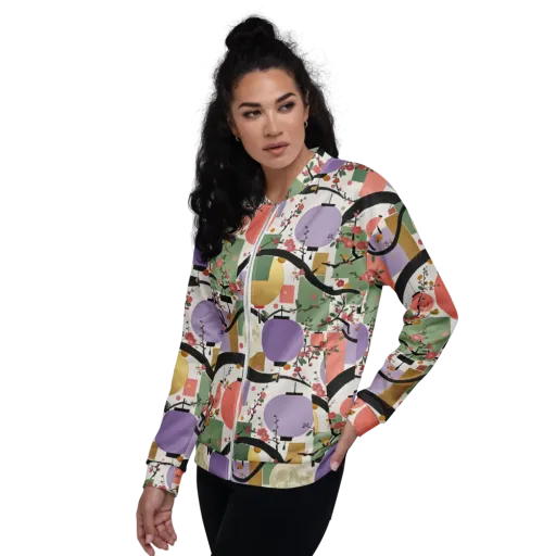 Lantern Blossom Arcade on a Bomber Jacket