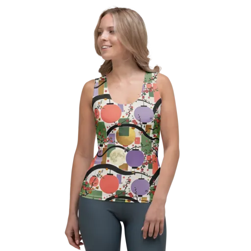 Lantern Blossom Arcade on a Women's Tank Top