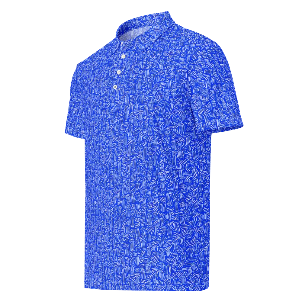 Cobalt Whirl on Men's Slim Fit Polo Shirt — Left Front