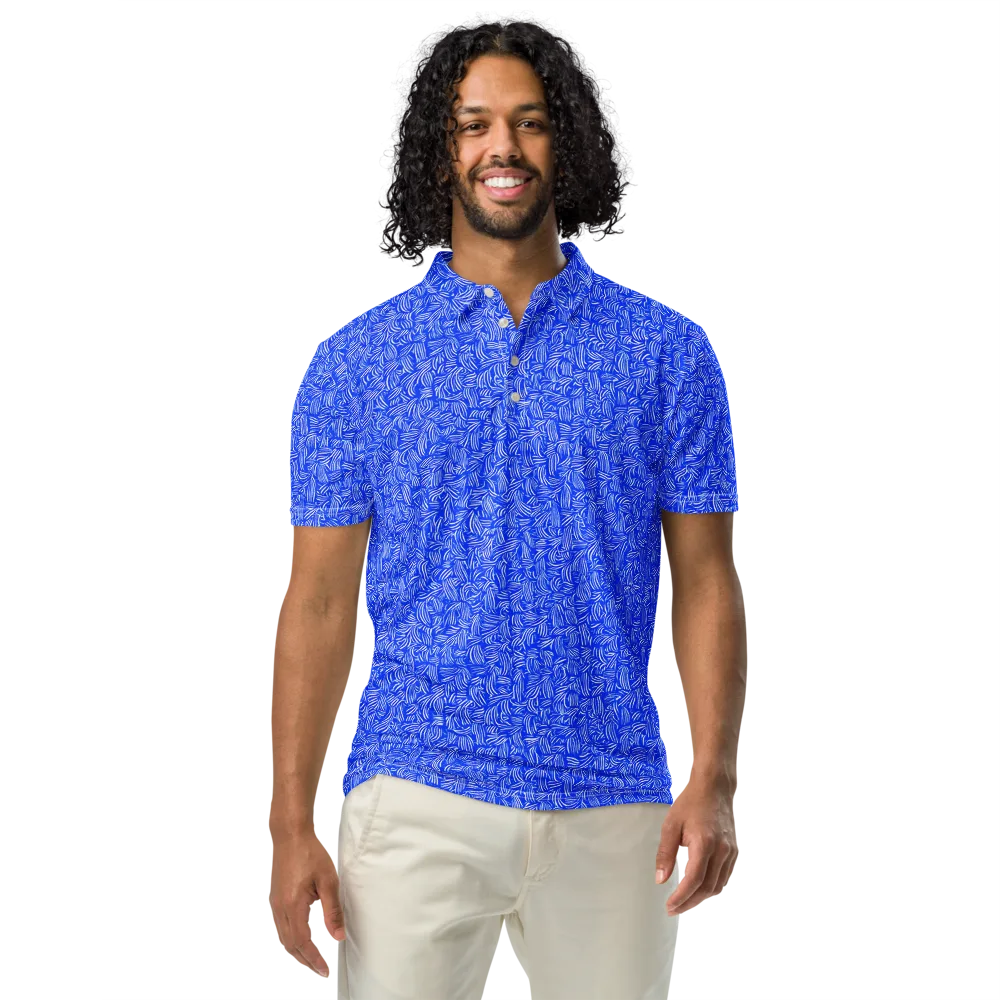 Cobalt Whirl on Men's Slim Fit Polo Shirt — Front