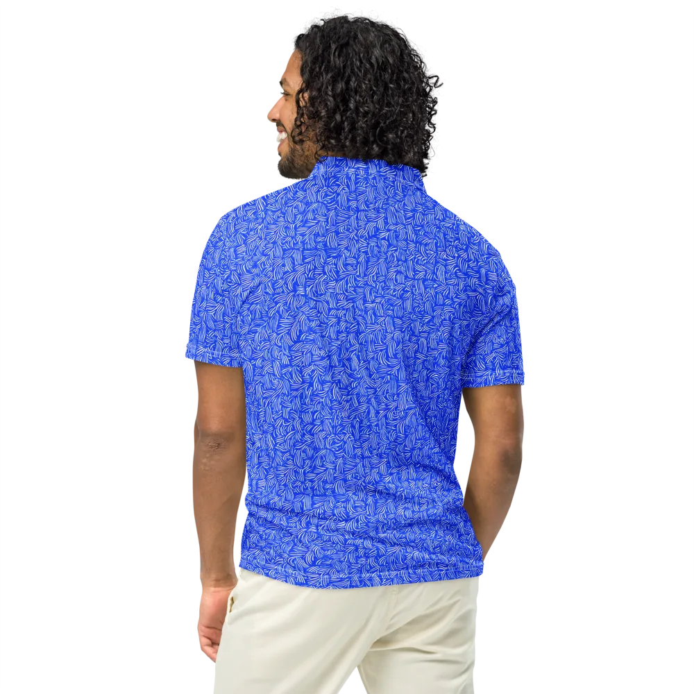 Cobalt Whirl on Men's Slim Fit Polo Shirt — Back
