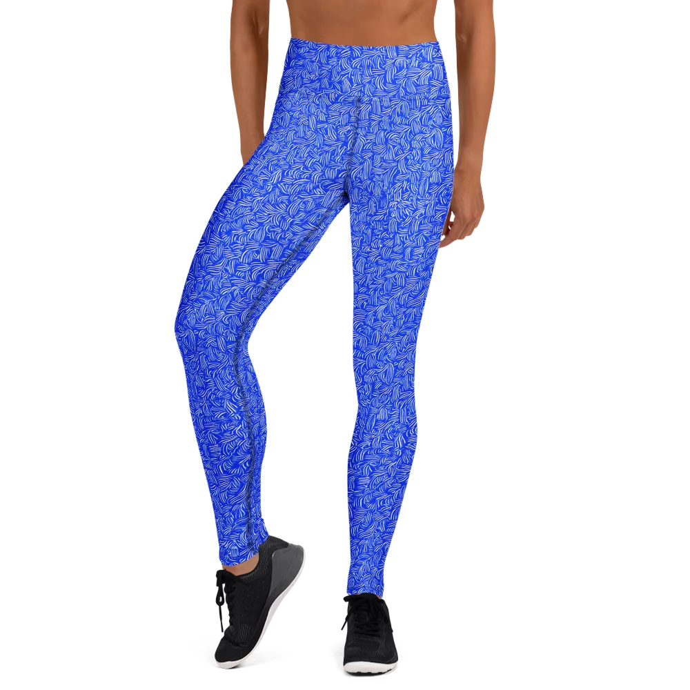 Cobalt Whirl on Yoga Leggings — Front