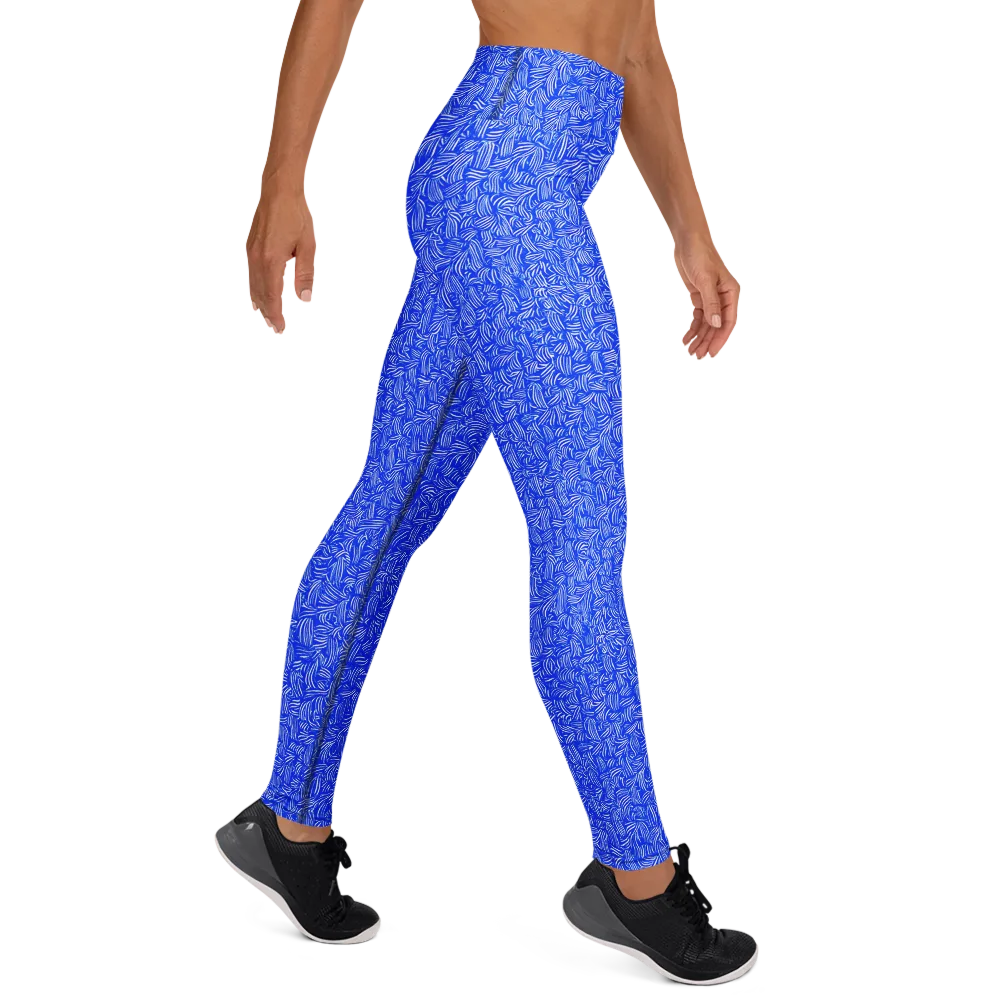 Cobalt Whirl on Yoga Leggings — Right