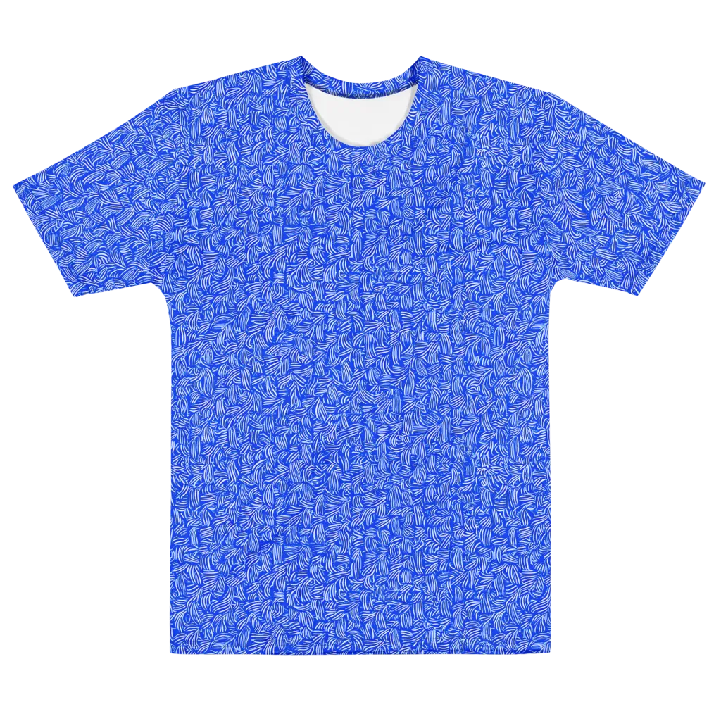 Cobalt Whirl on Men's Cotton Crew Neck T-Shirt — Front