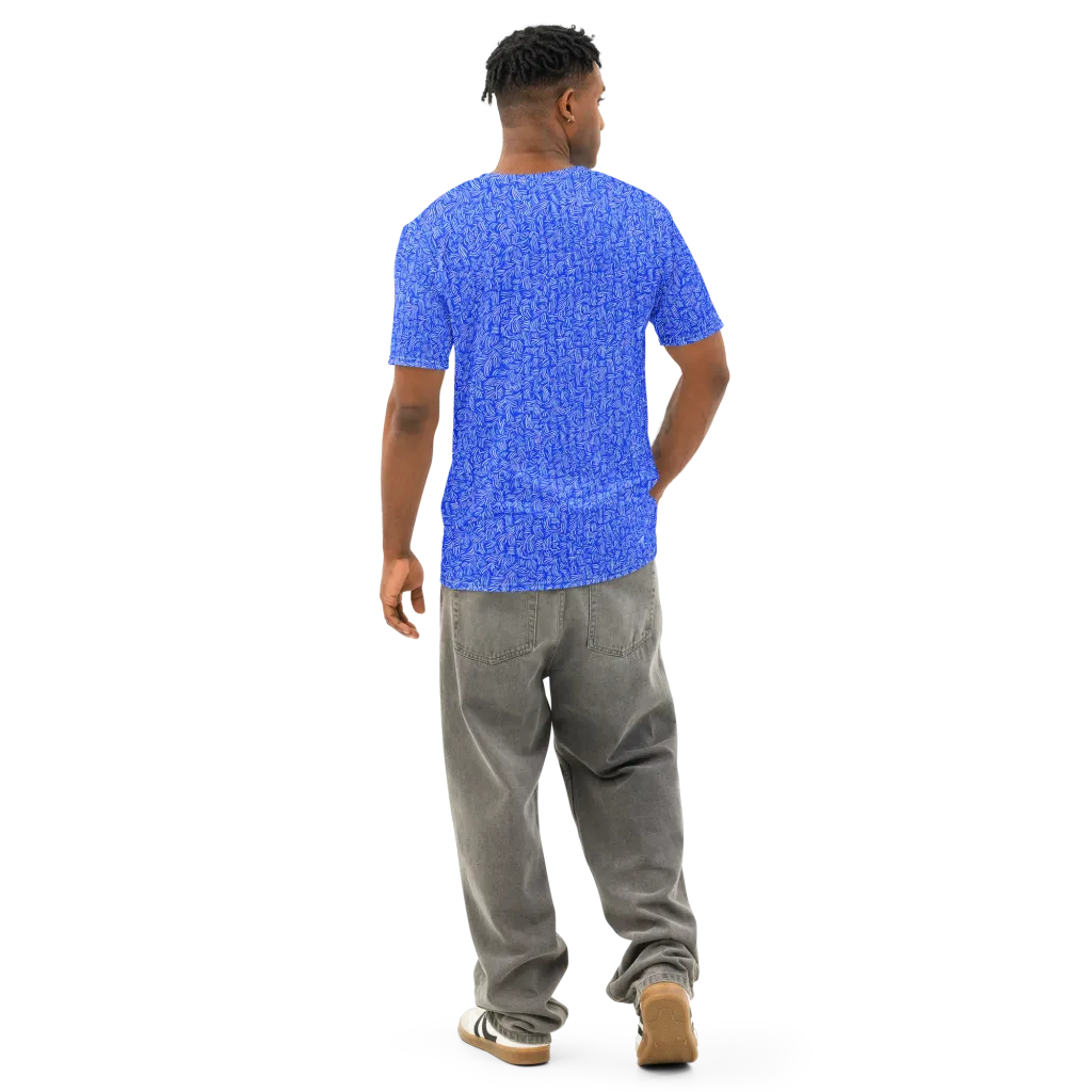 Cobalt Whirl on Men's Cotton Crew Neck T-Shirt — Back