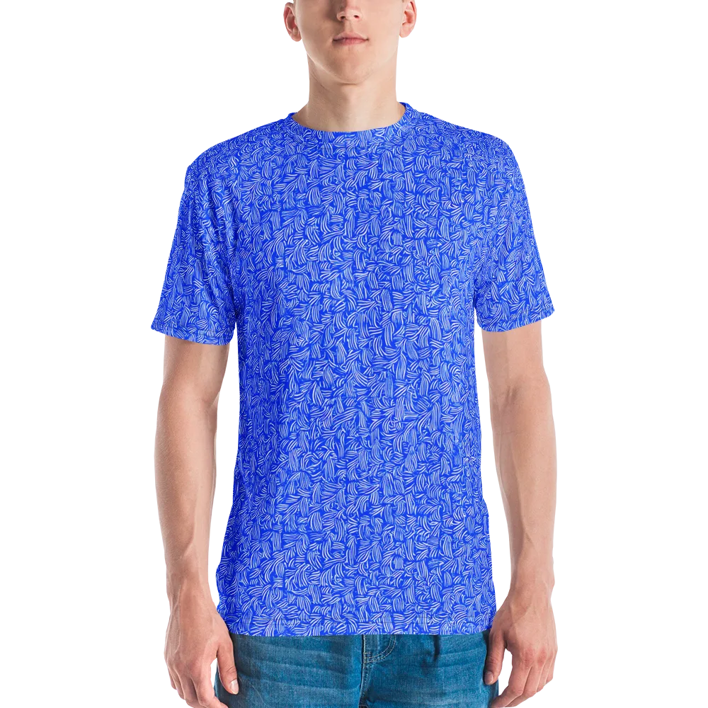 Cobalt Whirl on Men's Crew Neck T-Shirt — Front