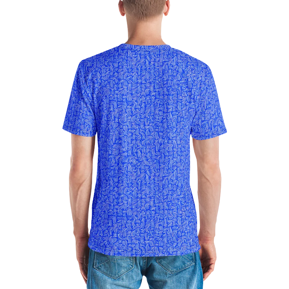 Cobalt Whirl on Men's Crew Neck T-Shirt — Back