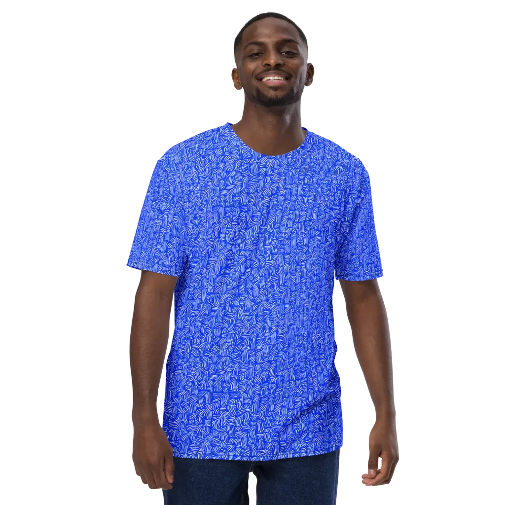 Cobalt Whirl on Men's Crew Neck T-Shirt — Front