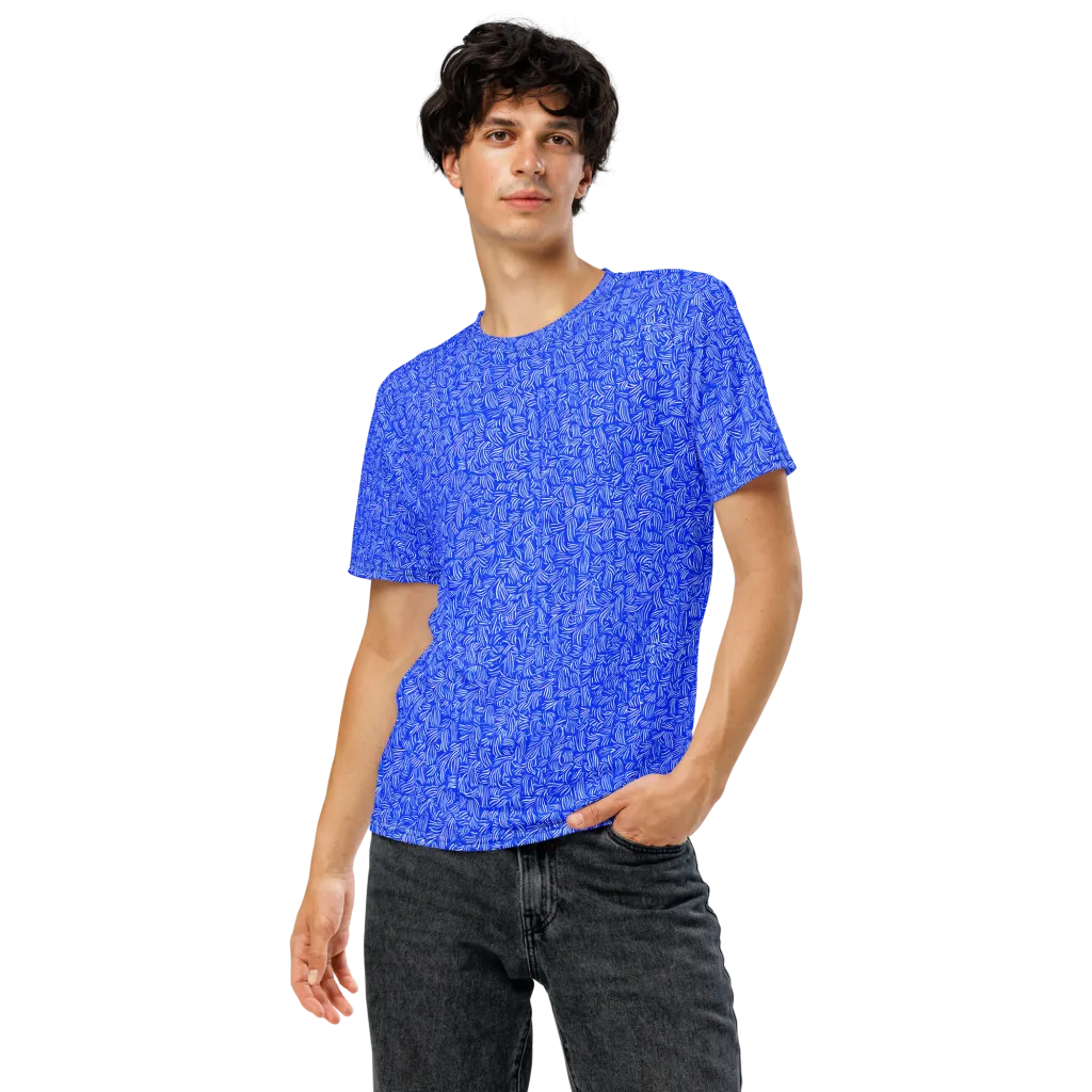 Cobalt Whirl on Men's Crew Neck T-Shirt — Front