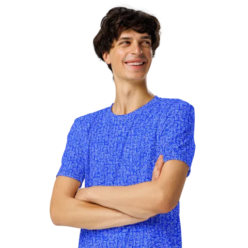 Cobalt Whirl on a Men's Crew Neck T-Shirt