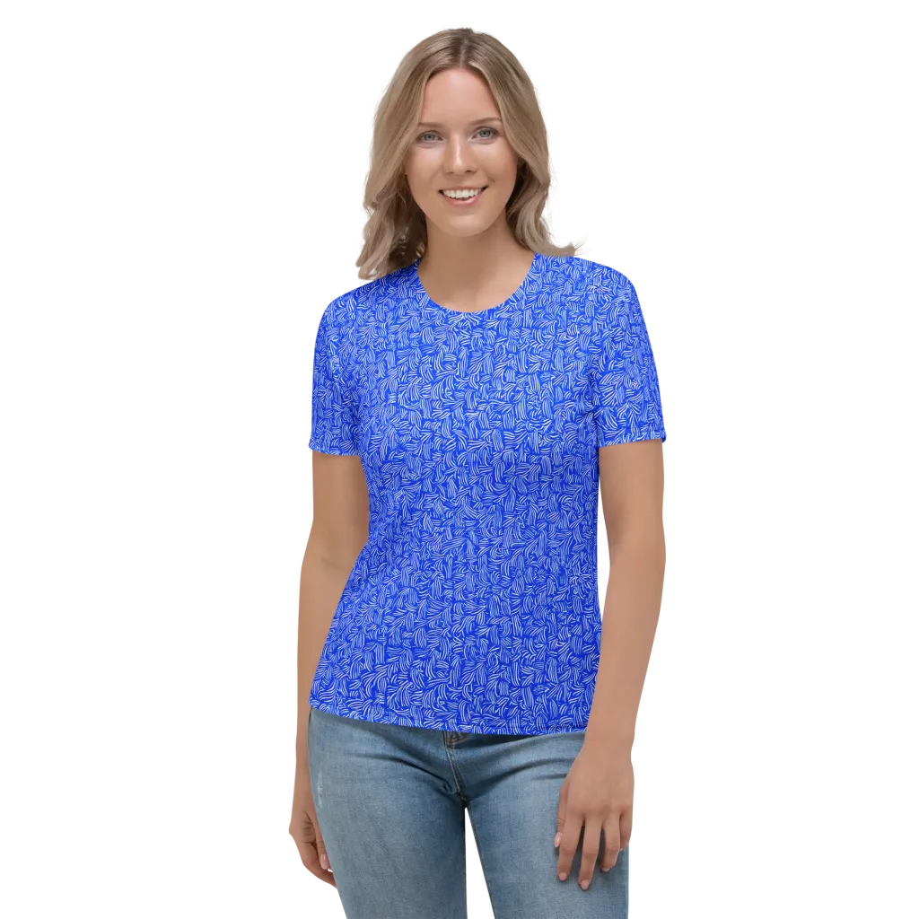 Cobalt Whirl on Women's Crew Neck T-Shirt — Front