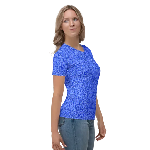 Cobalt Whirl on a Women's Crew Neck T-Shirt