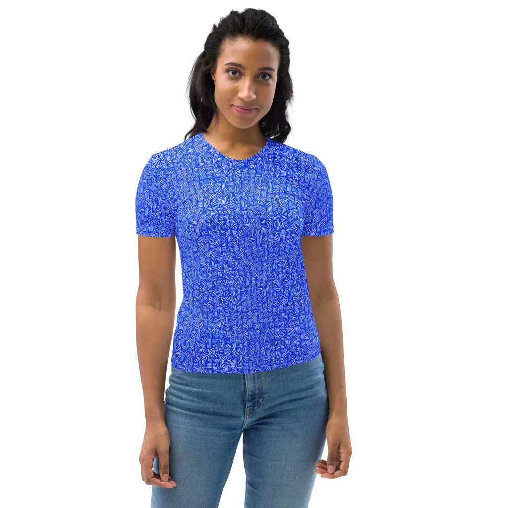Cobalt Whirl on Women's Crew Neck T-Shirt — Front