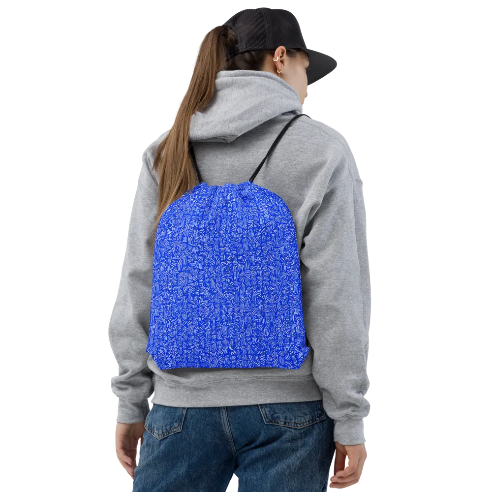 Cobalt Whirl on Drawstring Bag — Front