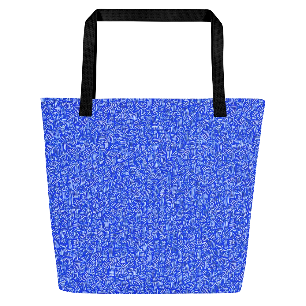 Cobalt Whirl on Large Tote Bag W/ Pocket — Front