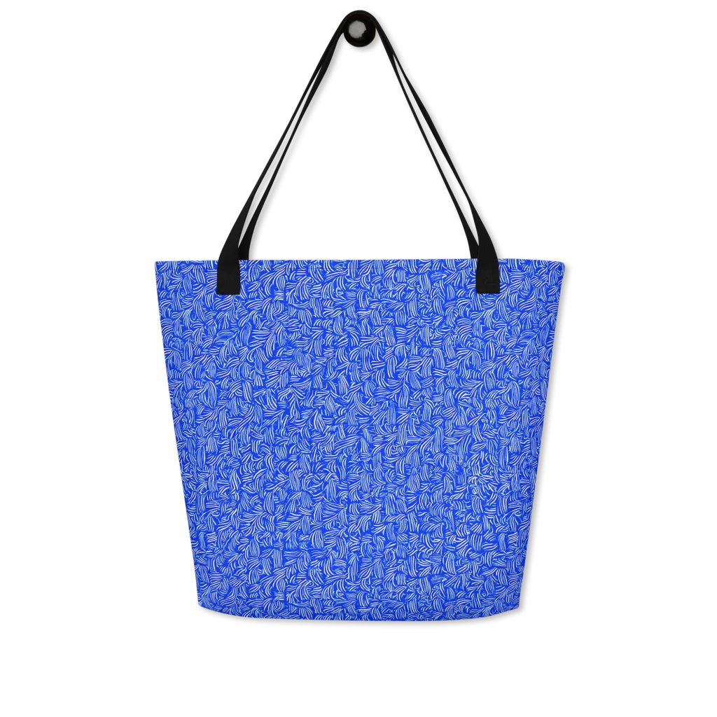 Cobalt Whirl on Large Tote Bag W/ Pocket — Front