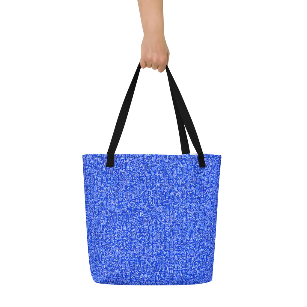 Cobalt Whirl on Large Tote Bag W/ Pocket — Front