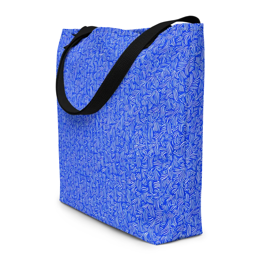 Cobalt Whirl on Large Tote Bag W/ Pocket — Front