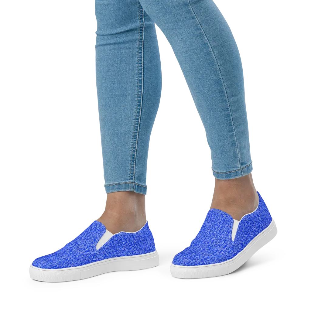 Cobalt Whirl on Women's Slip-On Canvas Shoes — Front