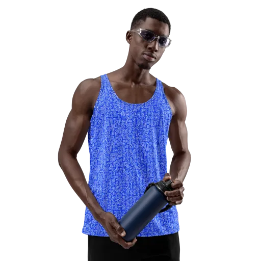 Cobalt Whirl on a Men's Tank Top