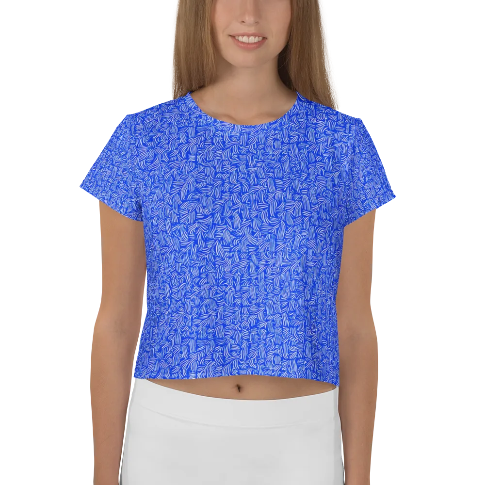 Cobalt Whirl on Crop Tee — Front