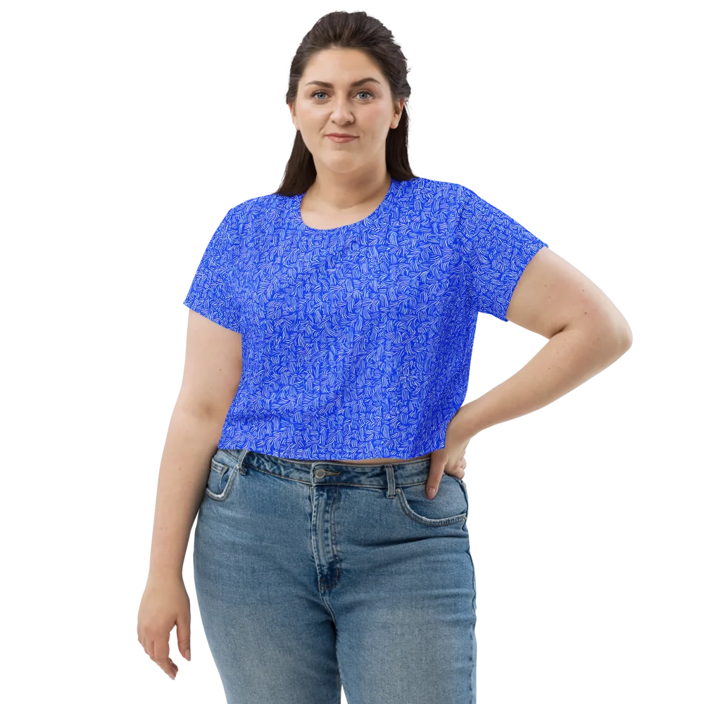 Cobalt Whirl on Crop Tee — Front