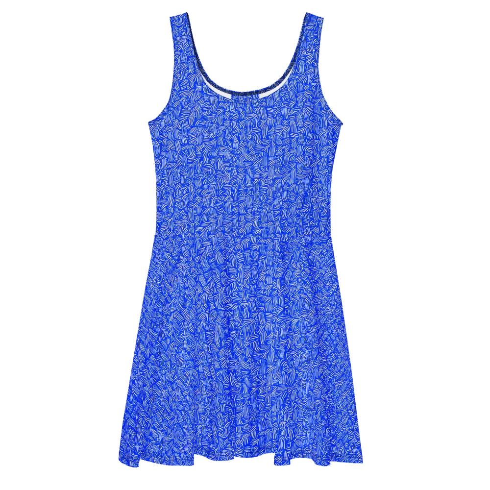 Cobalt Whirl on Skater Dress — Front