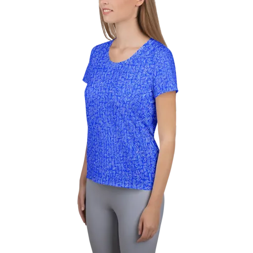 Cobalt Whirl on a Women's Athletic T-Shirt